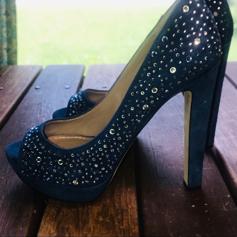 Vince Camino blue velvet sparkly 7.5 heels new - Picture 3 of 8